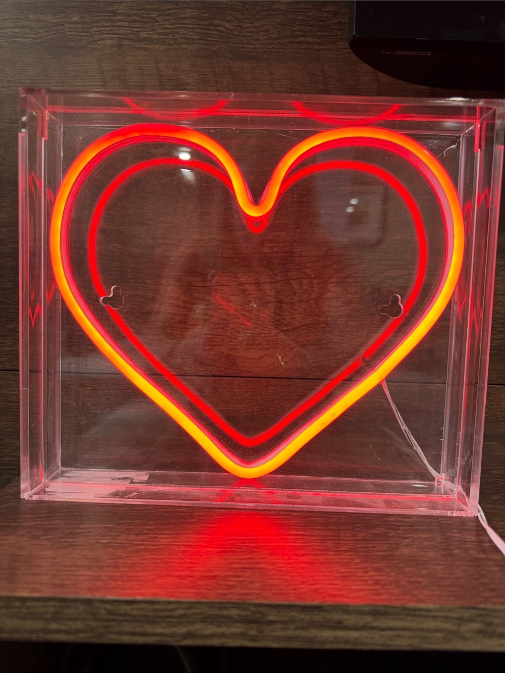 Red Heart Neon Light Acrylic Box